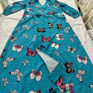 Butterfly Print Maxi Dress - Blue